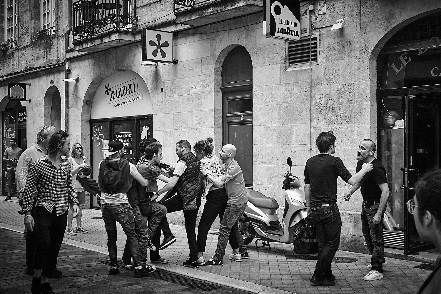 woman kicking in street
